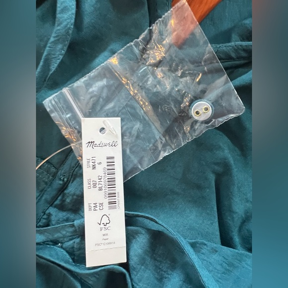 NWT Madewell Teal Ruffle Button-Front Mini Dress
- 6